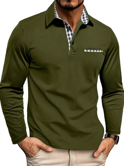 Charel | Polo Maschile Elegante con Maniche Lunghe-3