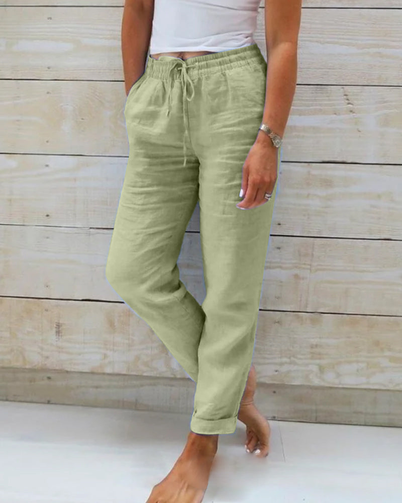 Livia | Pantaloni elasticizzati in cotone e poliestere