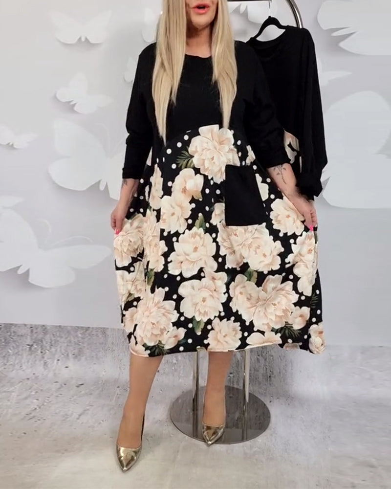 Alessia | Abito patchwork a maniche lunghe