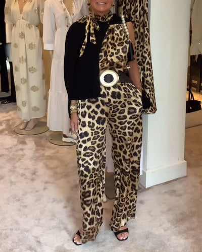 Nicola | Tuta leopardata con collo a farfalla