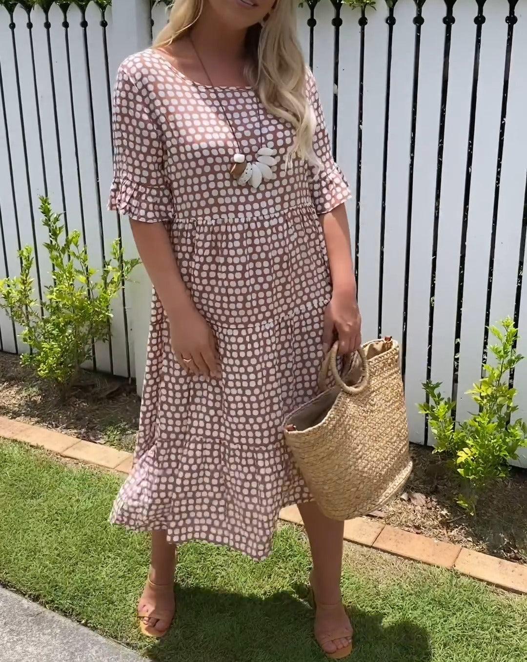 Olivia | Abito midi a maniche corte