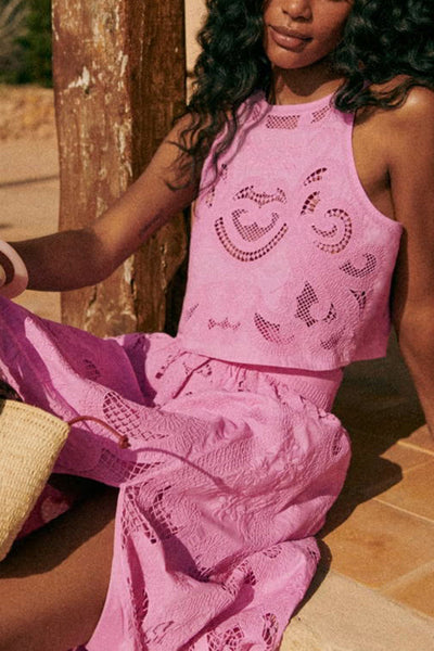 Florence | Set Di Pizzo Rosa Elegante Con Top E Pantaloncini 3