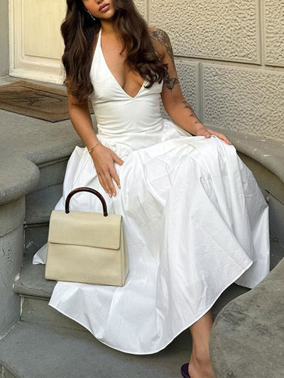 Ivana | Abito midi con profondo scollo a V