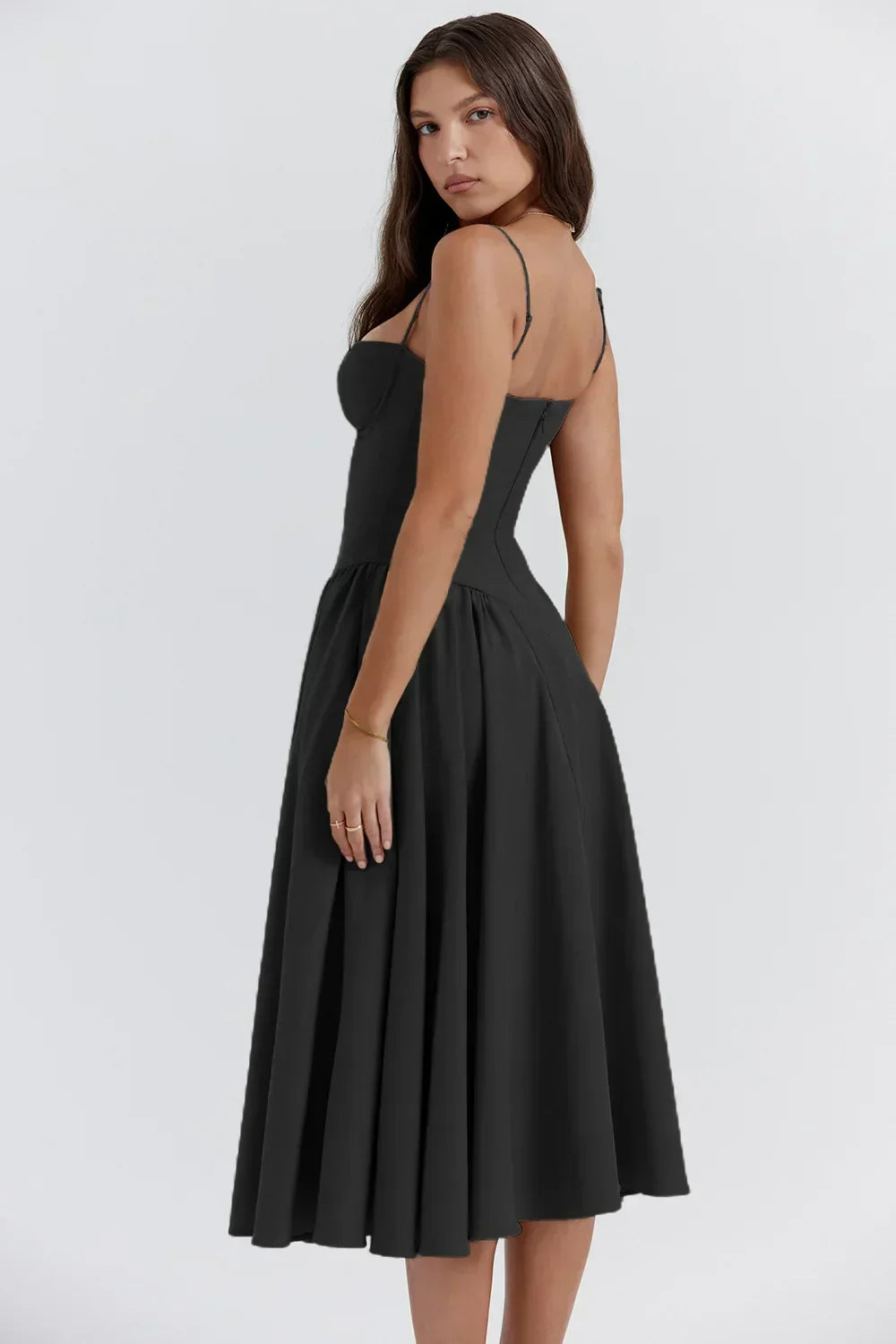 Emma | Midi-Kleid ohne Ärmel mit Korsett-Schnitt