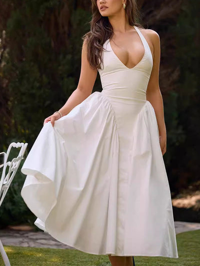 Ivana | Abito midi con profondo scollo a V
