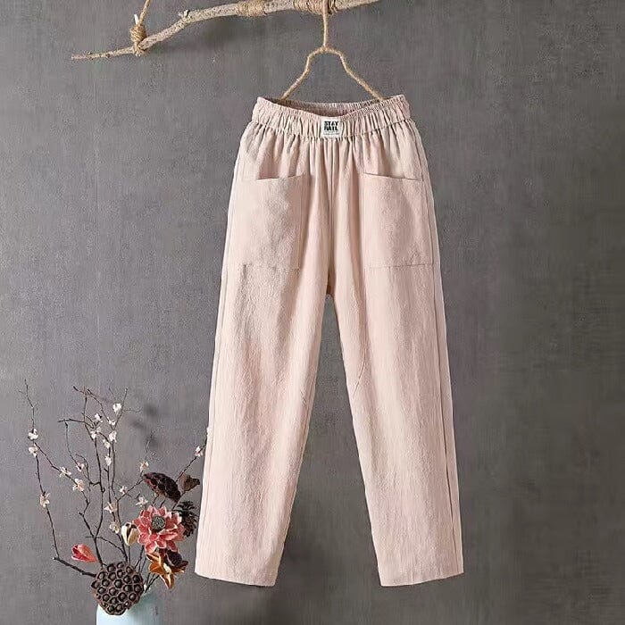 Emma | Pantaloni Lino Uomo Eleganti con Vita Alta e Tasche Laterali-1