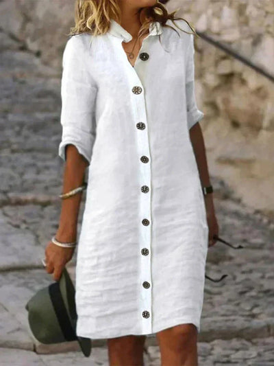 Sophie | Abito di Lino Blu Donna Casual Estivo 1
