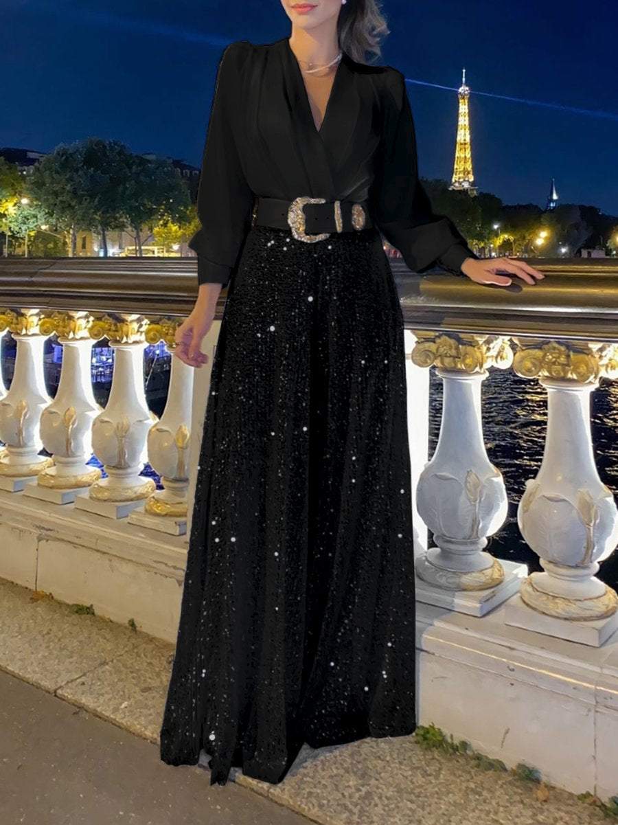 Benedetta | Abito con scollo a V in paillettes