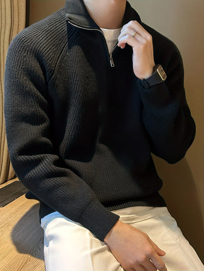 Marco | Maglione in maglia con zip a metà lunghezza