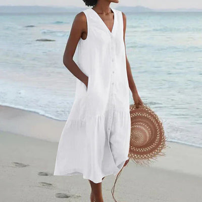 Marie | Abito Donna Elegante in Lino Rosa 3
