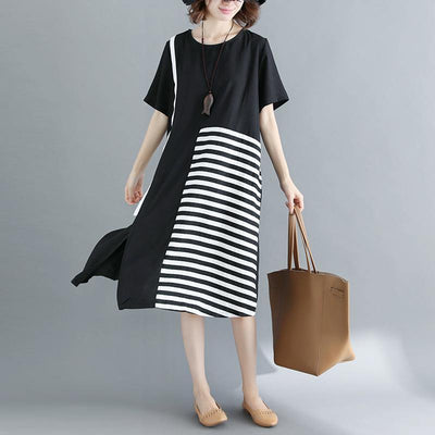 Emilia | Abito nero in cotone naturale