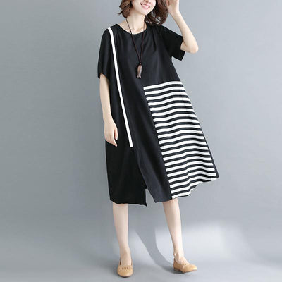Emilia | Abito nero in cotone naturale