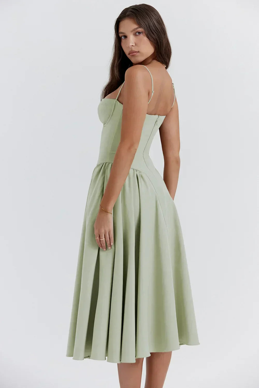 Emma | Midi-Kleid ohne Ärmel mit Korsett-Schnitt