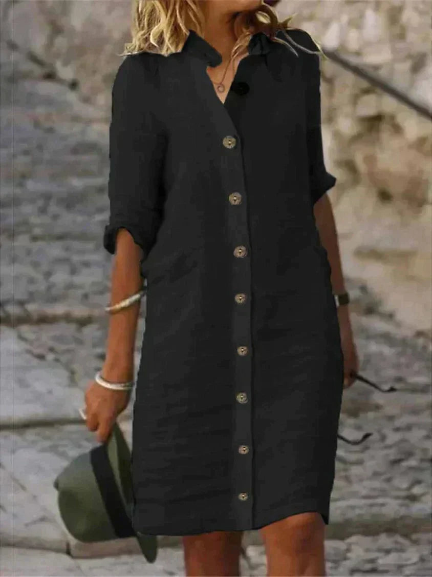 Sophie | Abito di Lino Blu Donna Casual Estivo 4
