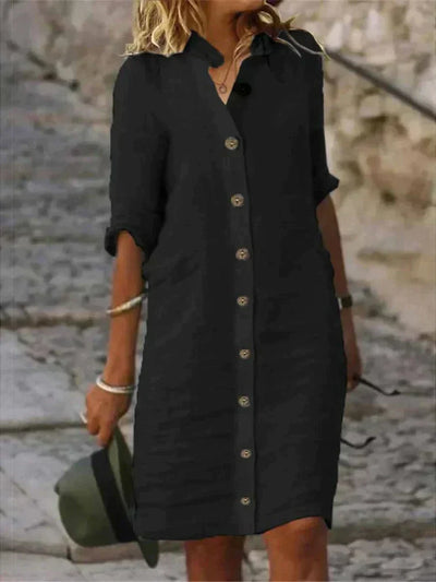 Sophie | Abito di Lino Blu Donna Casual Estivo 4