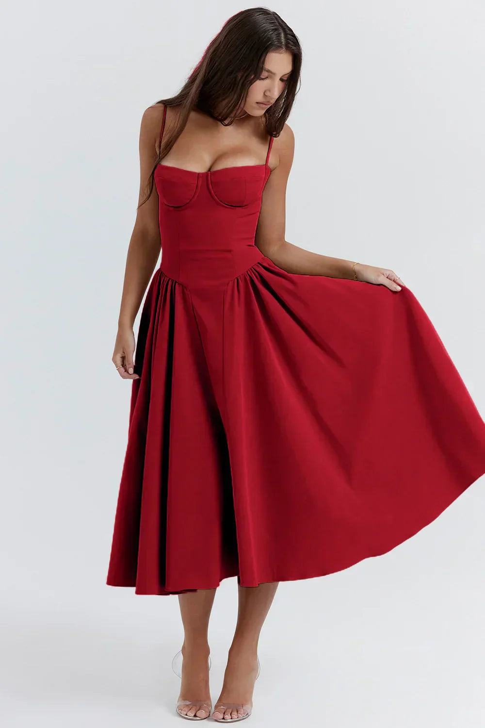 Emma | Midi-Kleid ohne Ärmel mit Korsett-Schnitt
