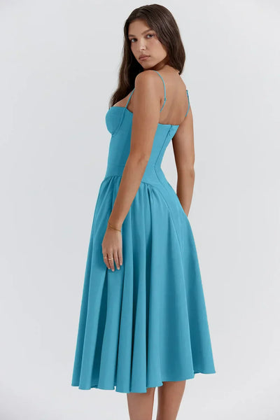 Emma | Midi-Kleid ohne Ärmel mit Korsett-Schnitt
