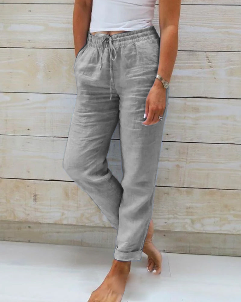 Livia | Pantaloni elasticizzati in cotone e poliestere