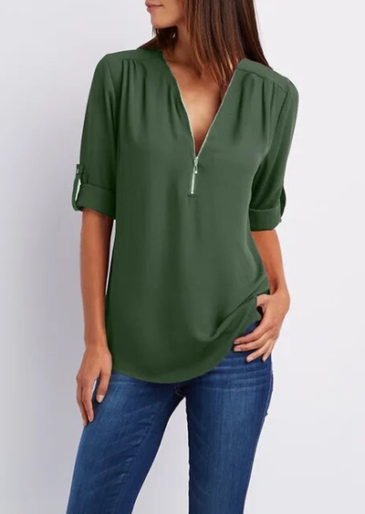 Kassidy Blusa Elegante Donna – Cerniera, Poliestere e Spandex-4