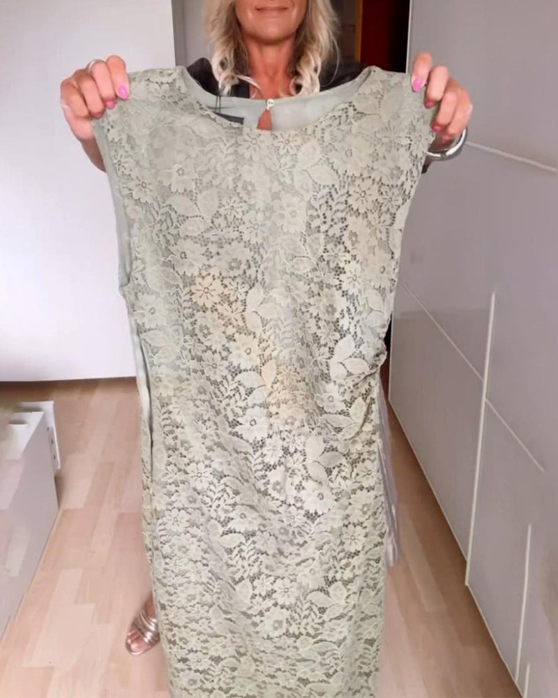 Noemi | Abito senza maniche con pizzo e spacco