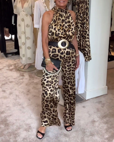 Nicola | Tuta leopardata con collo a farfalla