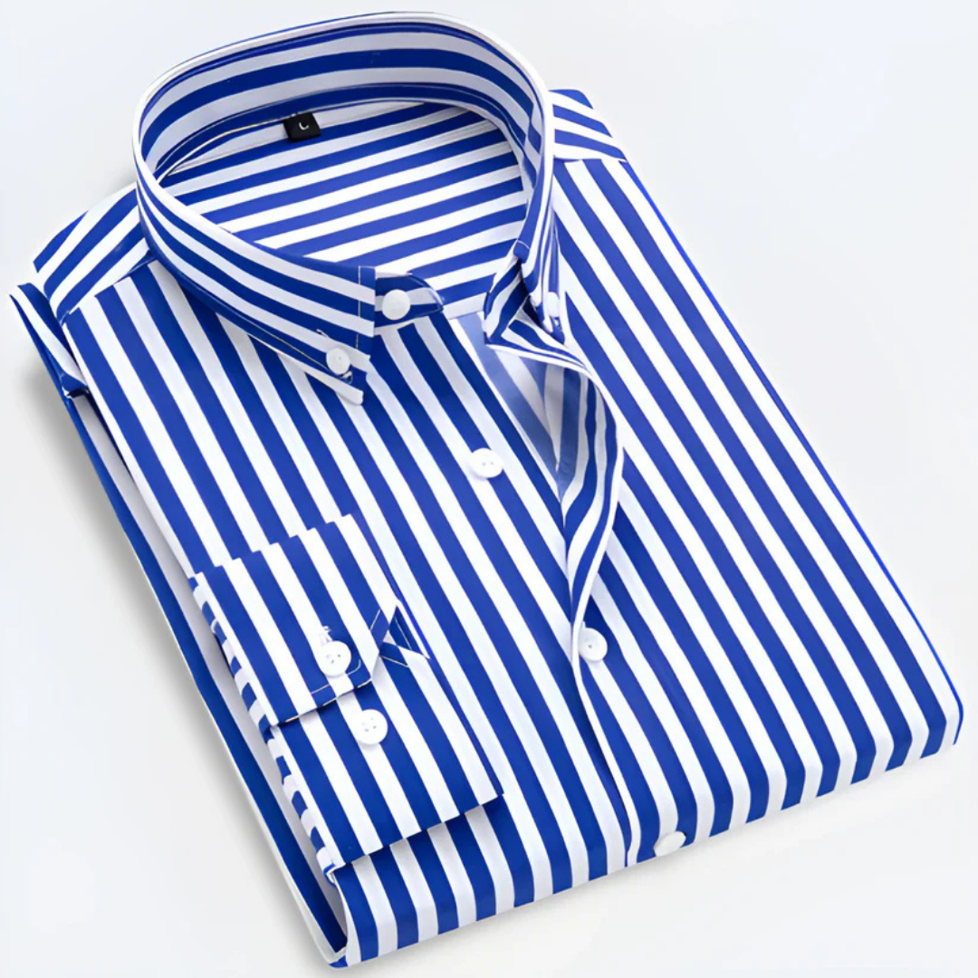 Stripes Elegance | Camicia da Uomo Elegante A Strisce In Cotone Con Maniche Lunghe 2