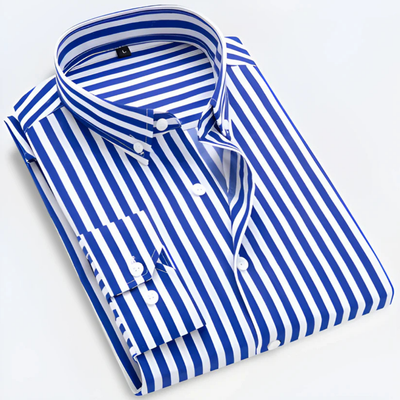 Stripes Elegance | Camicia da Uomo Elegante A Strisce In Cotone Con Maniche Lunghe 2