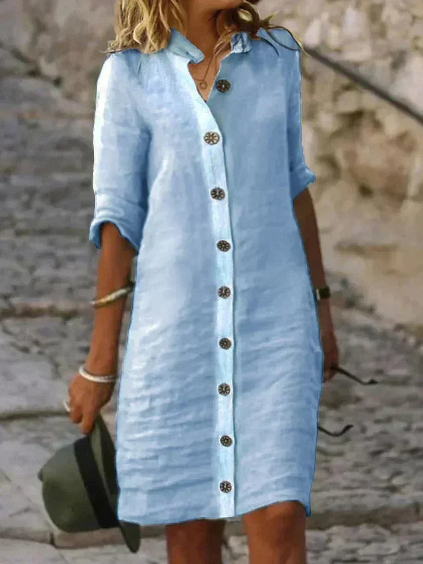 Sophie | Abito di Lino Blu Donna Casual Estivo 2