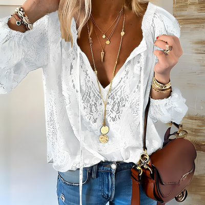 Eyanalless | Blusa Donna Boho con Scollatura a Fessura Elegante 2