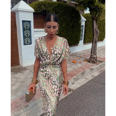 Cosima | Abito Da Donna Elegante Verde Con Scollo A V Per Cerimonie 4