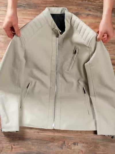 Gaspare | Elegante giacca di pelle con cerniera