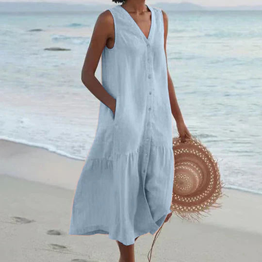 Marie | Abito Donna Elegante in Lino Rosa 2