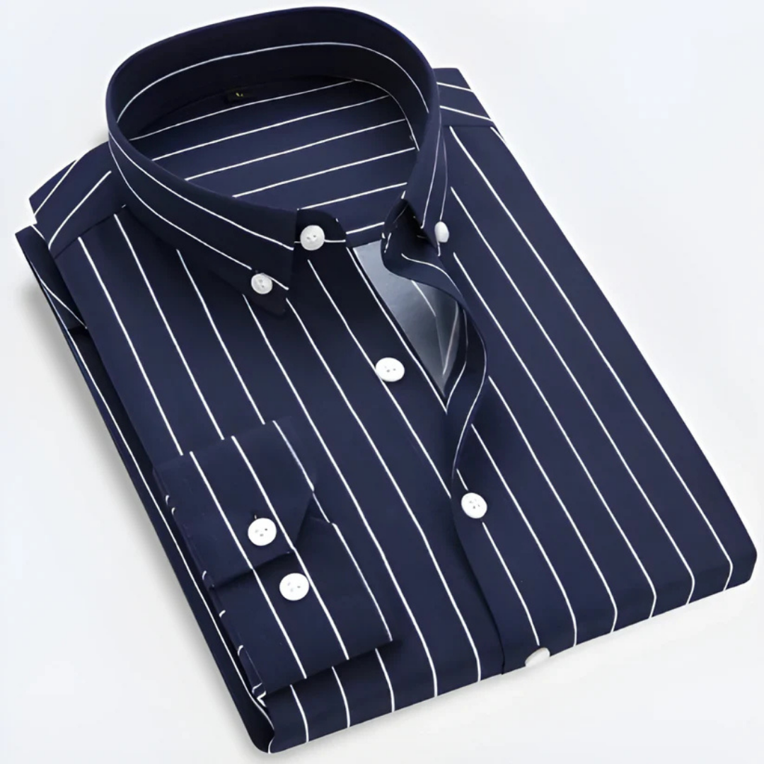 Stripes Elegance | Camicia da Uomo Elegante A Strisce In Cotone Con Maniche Lunghe 3