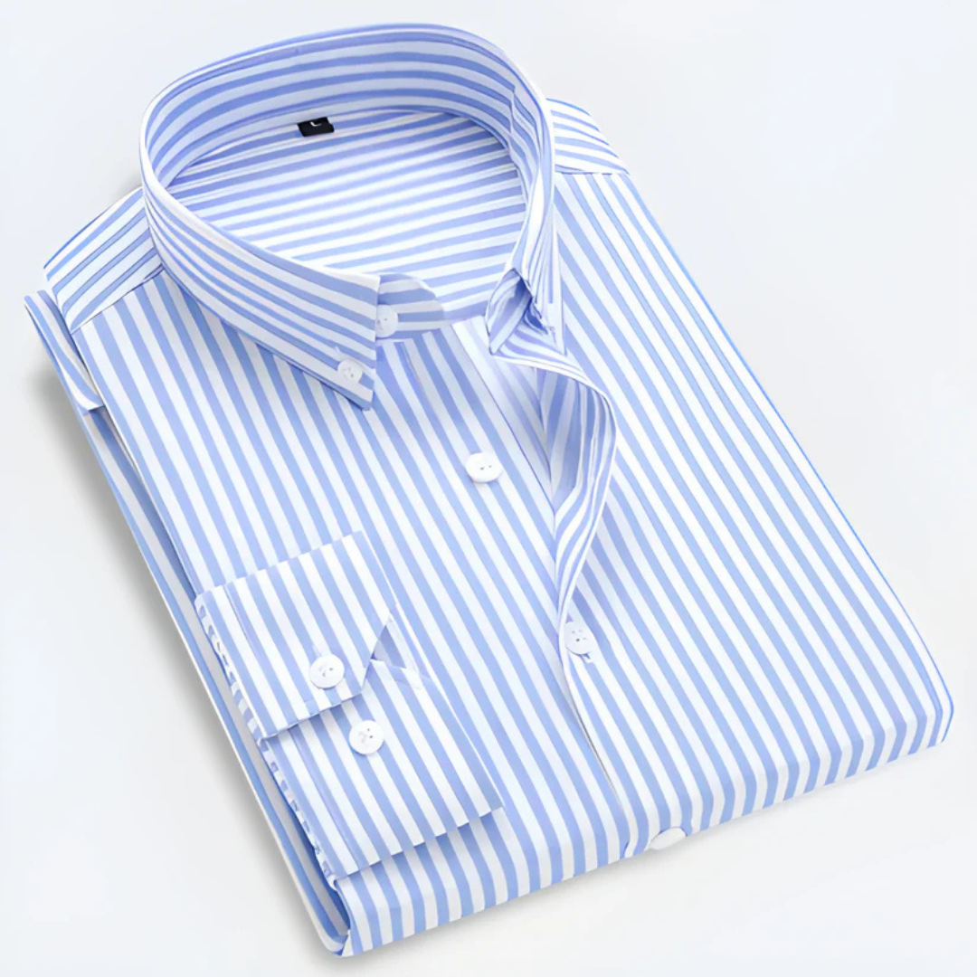 Stripes Elegance | Camicia da Uomo Elegante A Strisce In Cotone Con Maniche Lunghe 4