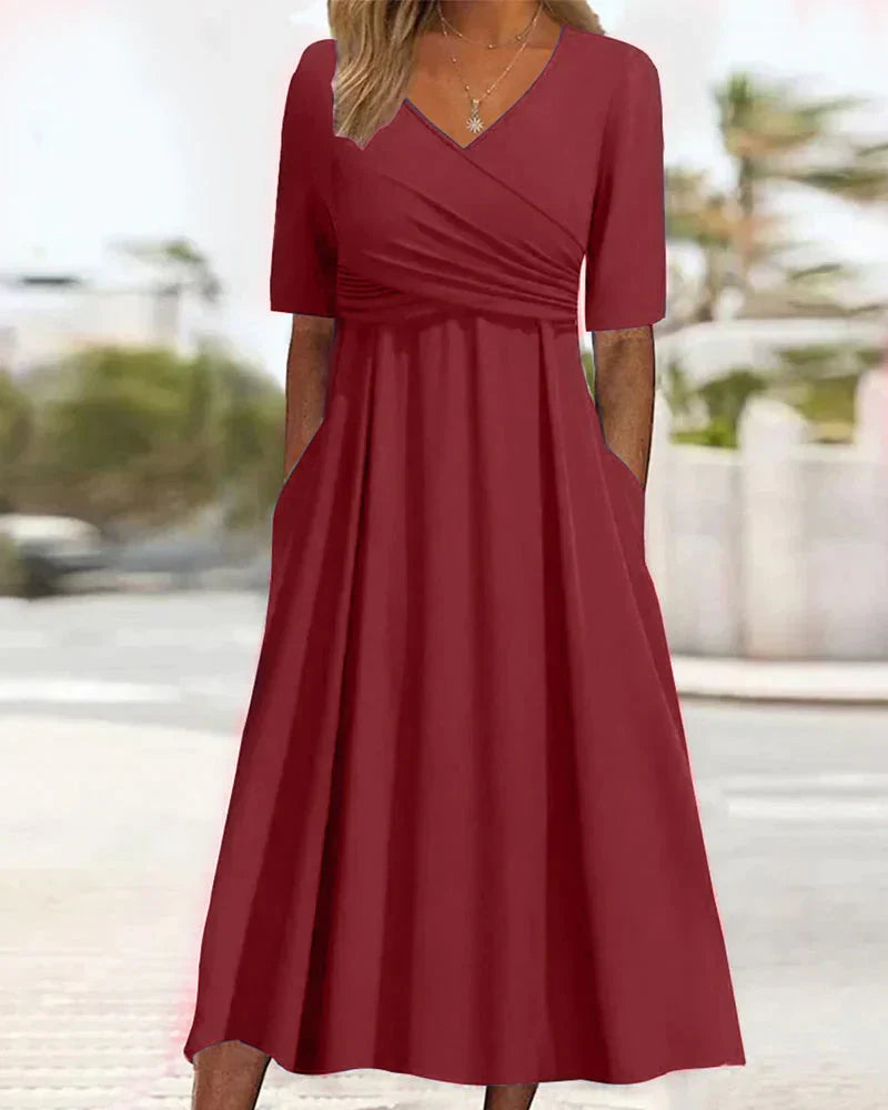 Alloura Abito Donna Incrociato - Maniche Corte, Elegante e Versatile-2