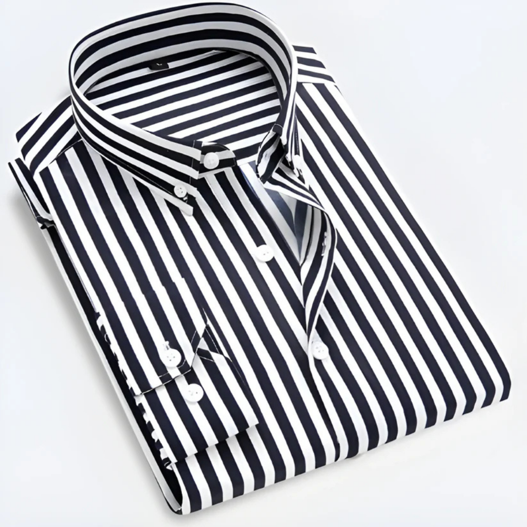 Stripes Elegance | Camicia da Uomo Elegante A Strisce In Cotone Con Maniche Lunghe 5
