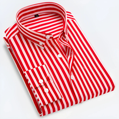 Stripes Elegance | Camicia da Uomo Elegante A Strisce In Cotone Con Maniche Lunghe 6