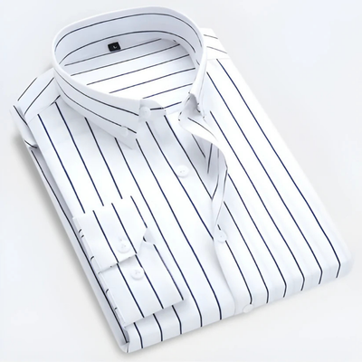 Stripes Elegance | Camicia da Uomo Elegante A Strisce In Cotone Con Maniche Lunghe 1