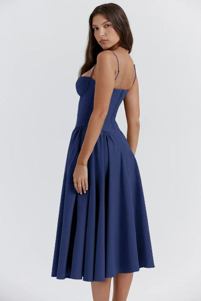 Emma | Midi-Kleid ohne Ärmel mit Korsett-Schnitt