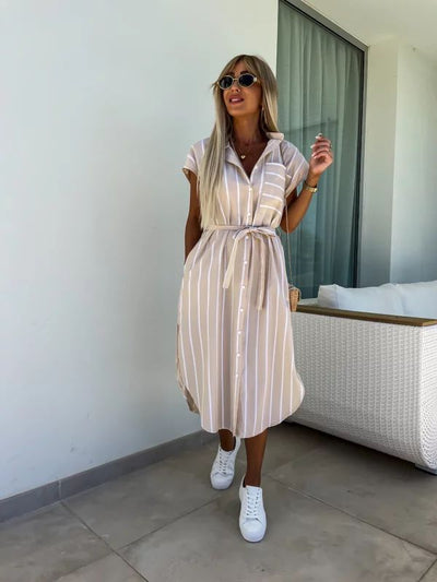 Luna | Vestito elegante a righe senza maniche
