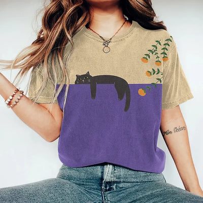 Variant image for Vespera T-Shirt Uomo – Cotone Morbido, Design a Due Toni con Gatto-9