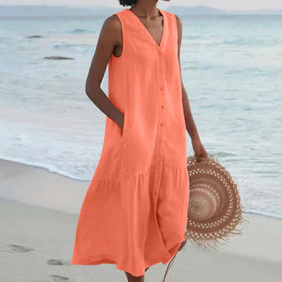 Marie | Abito Donna Elegante in Lino Rosa 5