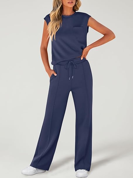 Zanzea | Set Tuta Donna Elegante da 2 Pezzi con Pantaloni a Gamba Larga