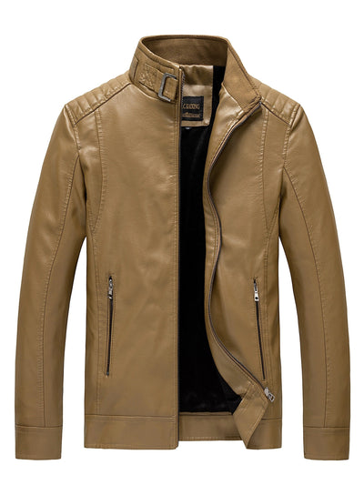 Demetrio | Elegante giacca in pelle con tasche a zip