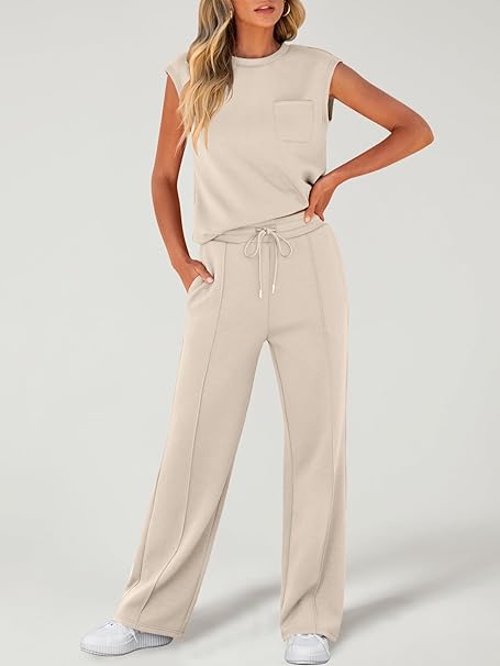 Zanzea | Set Tuta Donna Elegante da 2 Pezzi con Pantaloni a Gamba Larga