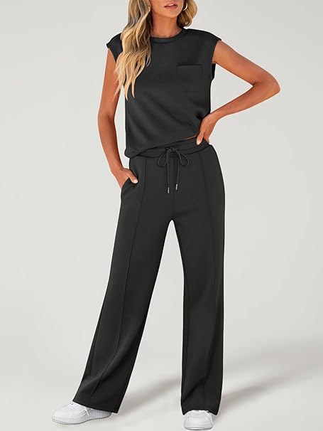 Zanzea | Set Tuta Donna Elegante da 2 Pezzi con Pantaloni a Gamba Larga