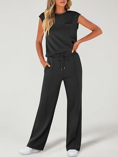 Zanzea | Set Tuta Donna Elegante da 2 Pezzi con Pantaloni a Gamba Larga
