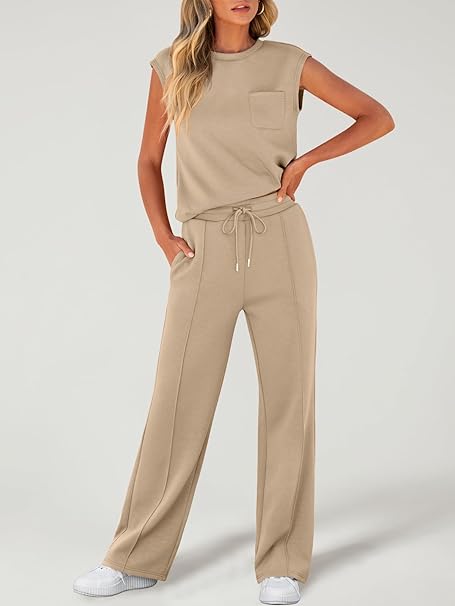 Zanzea | Set Tuta Donna Elegante da 2 Pezzi con Pantaloni a Gamba Larga