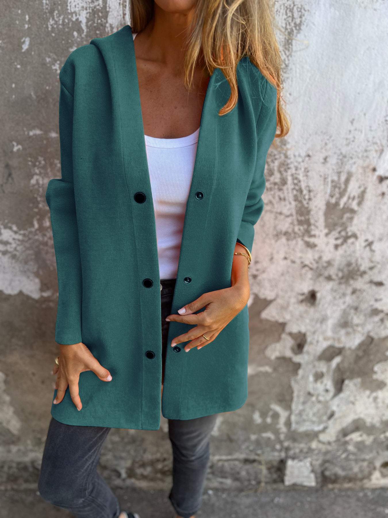 Marie | Cardigan con bottoni e cappuccio