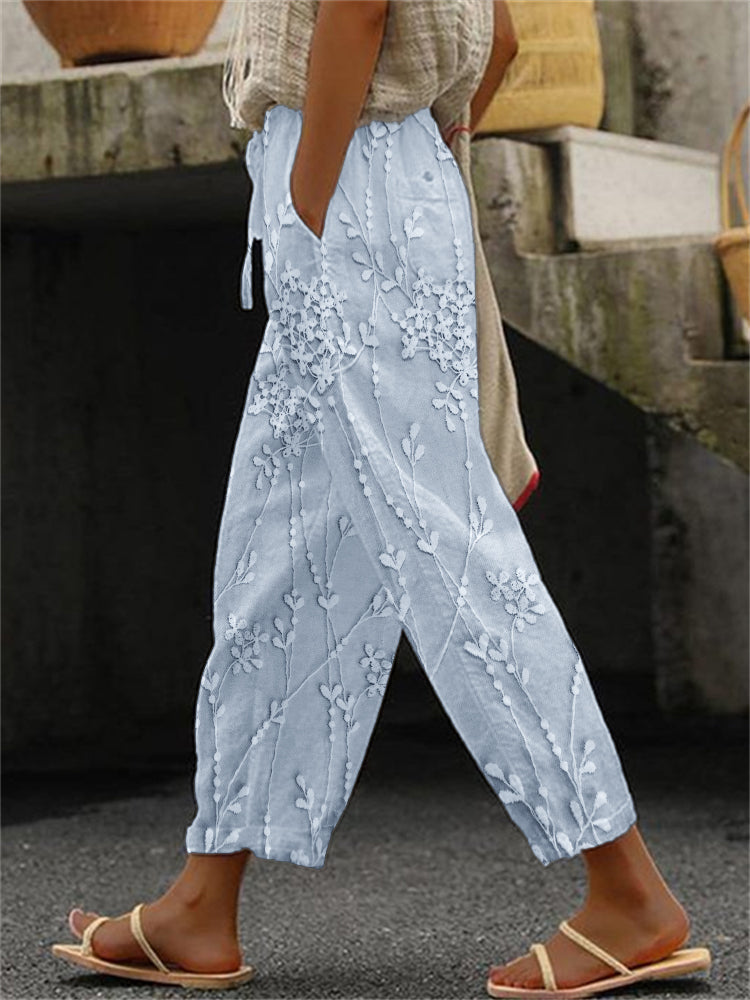 Aviora | Pantaloni Stampati Boho Casual con Stampa di Vite Elegante 3